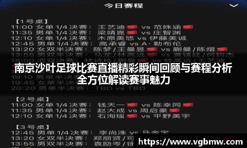 南京沙叶足球比赛直播精彩瞬间回顾与赛程分析全方位解读赛事魅力