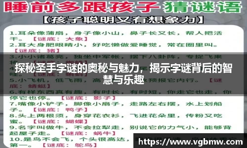 探秘圣手字谜的奥秘与魅力，揭示字谜背后的智慧与乐趣